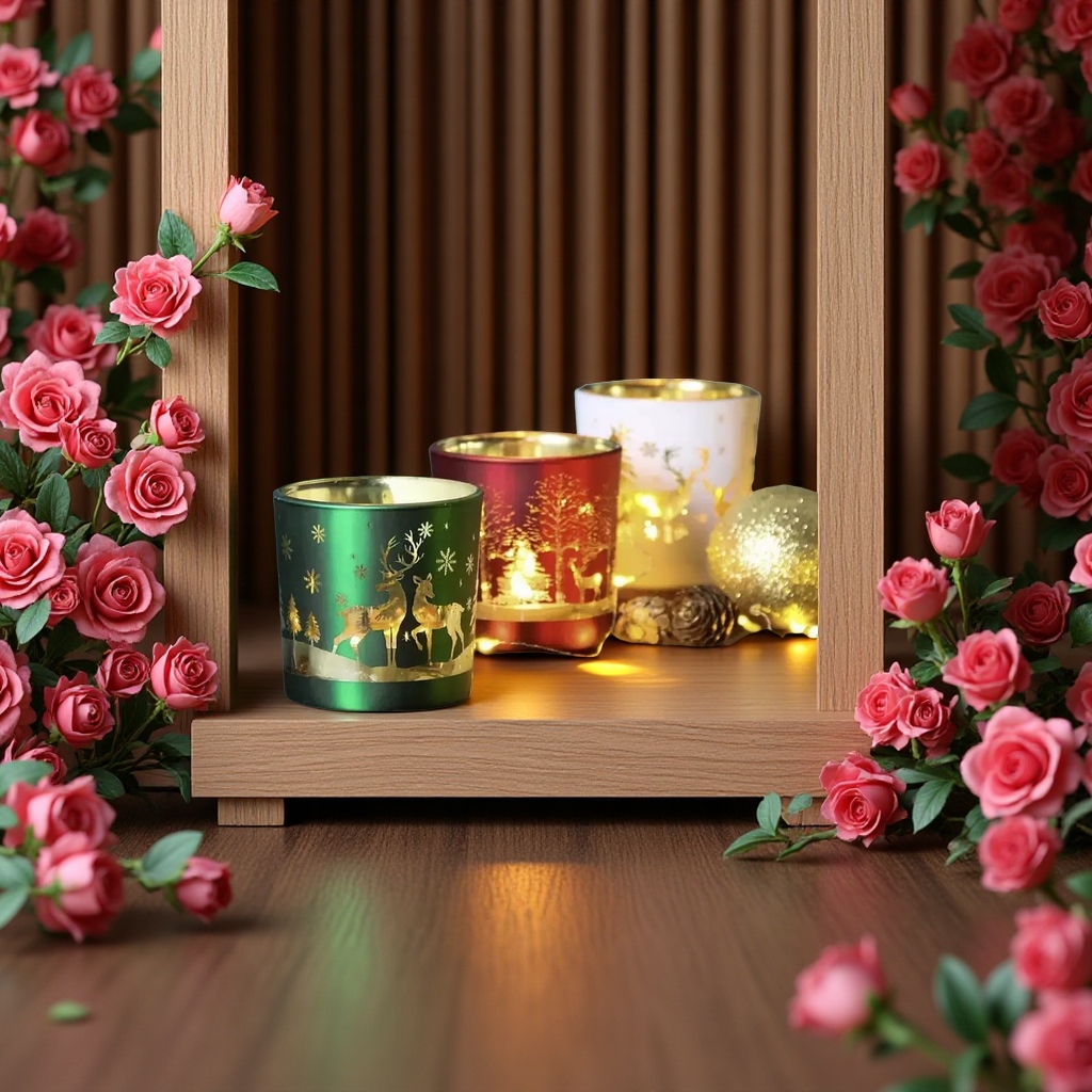 Customized wholesale Christmas festival ornaments, electroplated deer scented candles, romantic light-sensitive essential oil aromatherapy lighting fixtures details Picture