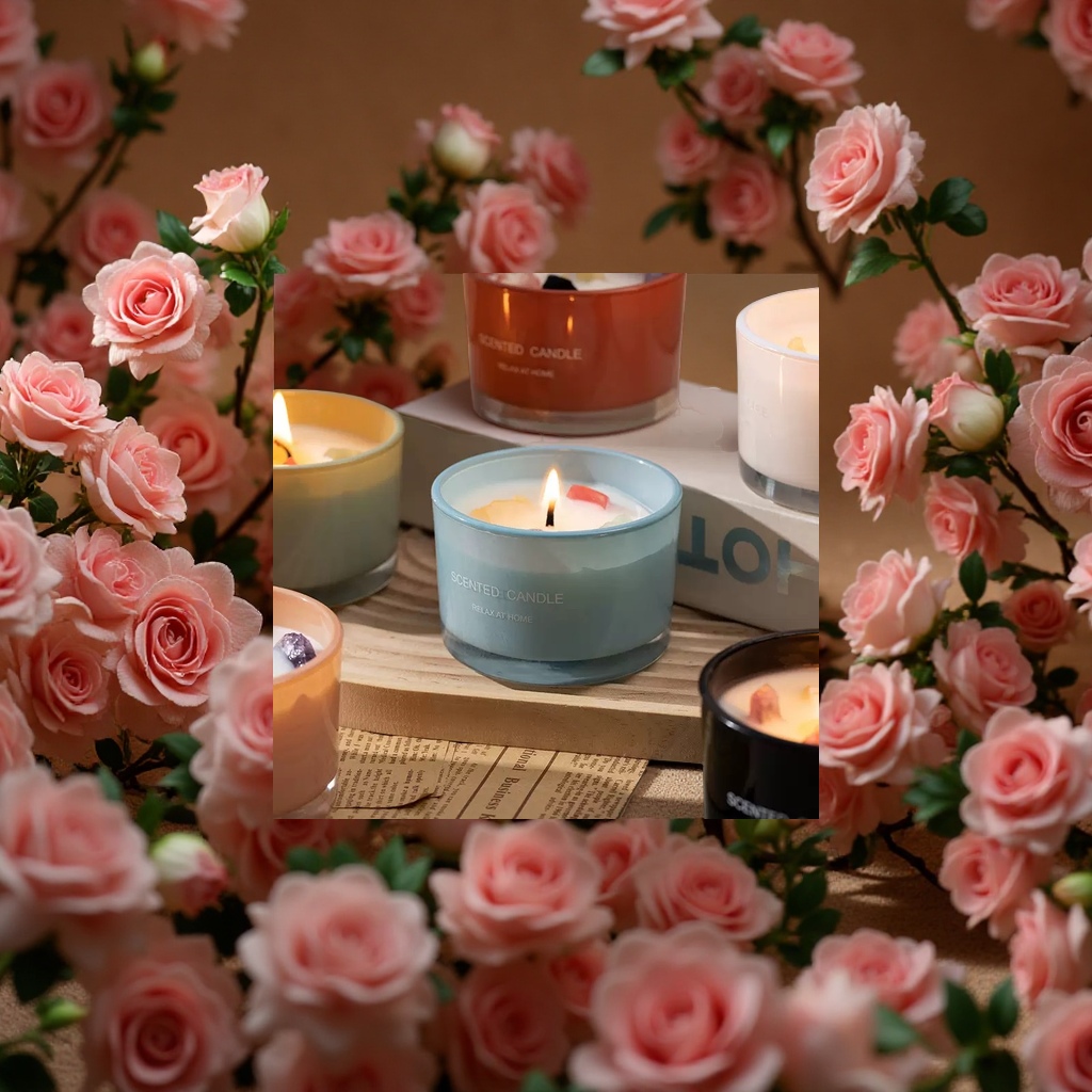 Cross-border best-selling colored glass cups, dopamine mood scented candles, decorative items, soy wax aromatherapy wholesale, home decoration Specification image