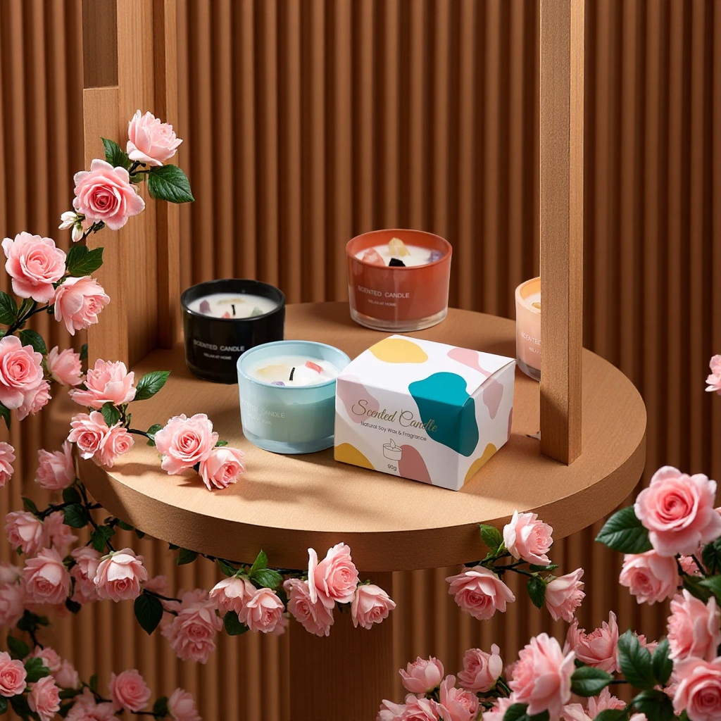 跨境热销彩色玻璃杯多巴胺情绪香氛蜡烛摆件大豆蜡香薰批发家居装饰