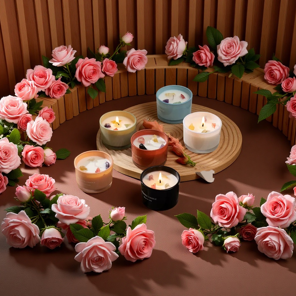 Cross-border best-selling colored glass cups, dopamine mood scented candles, decorative items, soy wax aromatherapy wholesale, home decoration details Picture
