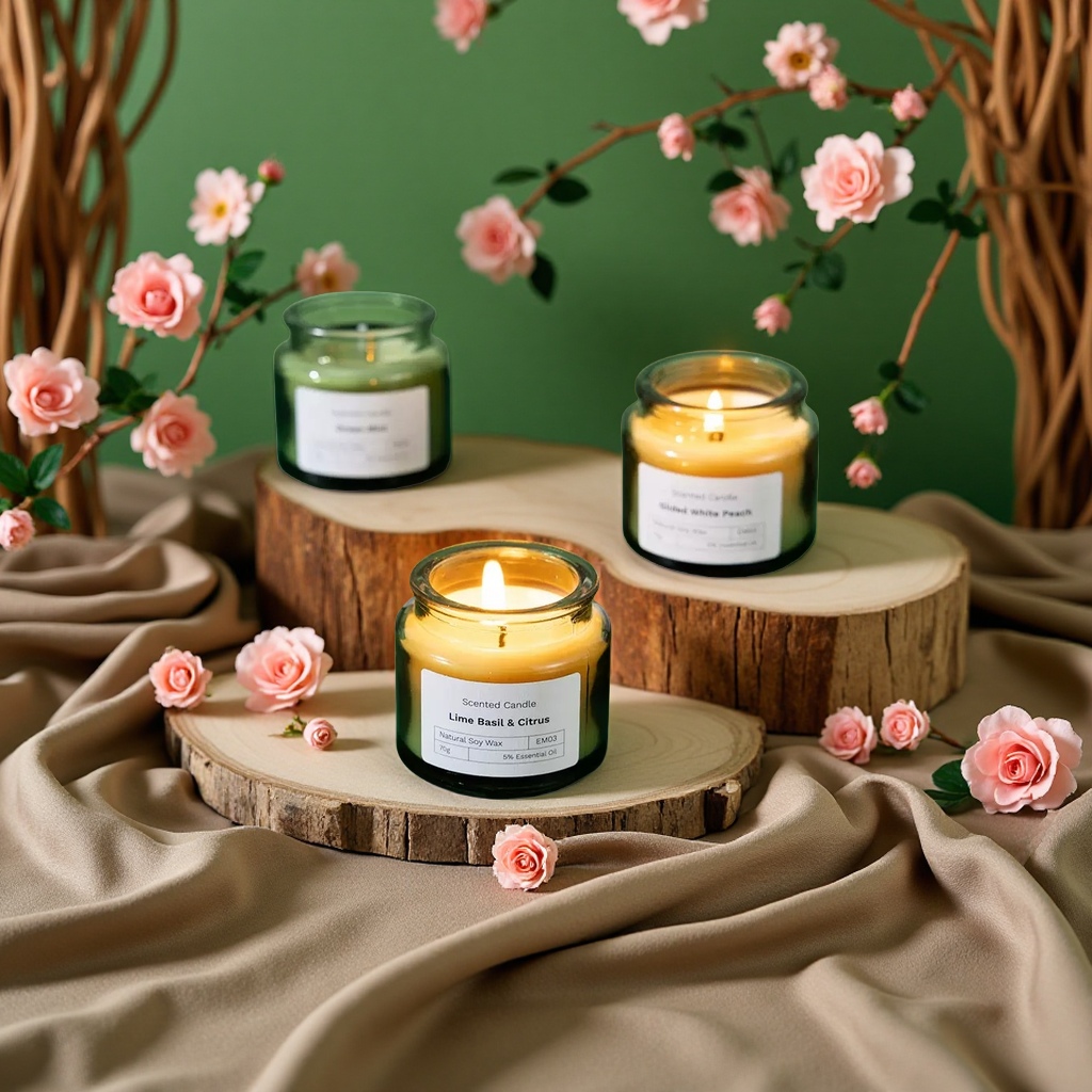 Cross-border smokeless scented candle gift box, souvenir glass cup, soy candle, birthday scented decoration item, home decoration Specification image