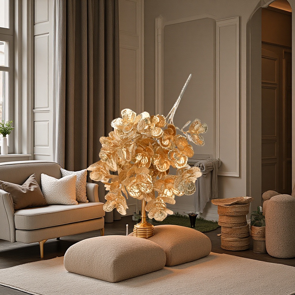 金色仿真花圣诞装饰花配件新年节日幅桶装饰用品创意摆件仿真花针织花手工花礼品花