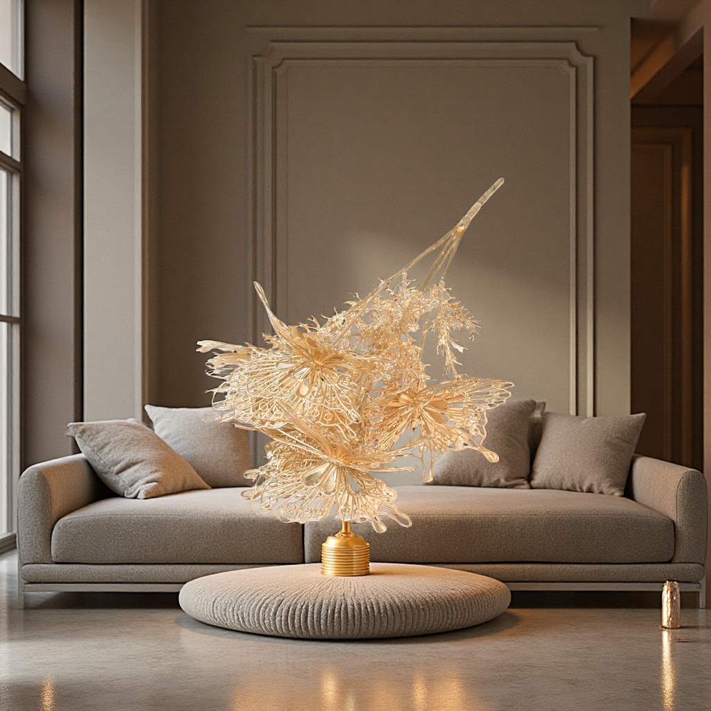 Golden artificial flower Christmas decorative flower accessories, New Year festival bucket decorative items, creative ornaments, artificial flowers, knitted flowers, handcrafted flowers, gift flowers details Picture