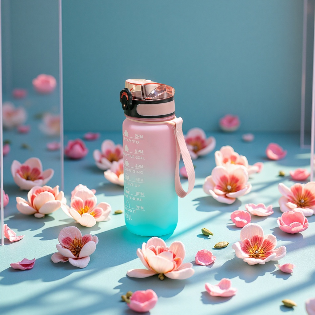 Amazon cross-border plastic water cup, acrylic portable sports water bottle, student outdoor fitness space cup, space cup details Picture