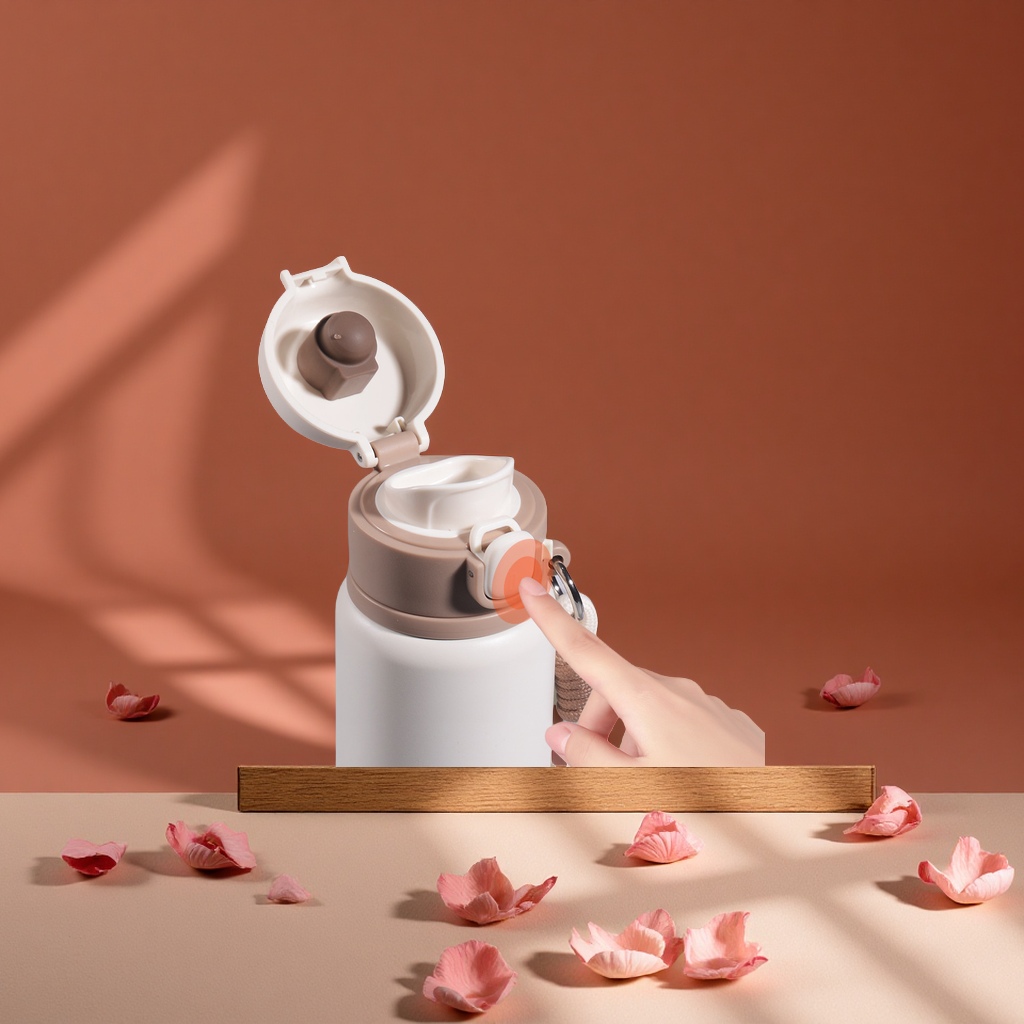 Simple press-type bouncing direct drinking cup, 316 stainless steel insulated, portable high appearance level water cup for female students Specification image