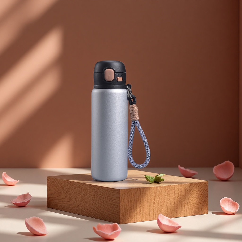 Simple press-type bouncing direct drinking cup, 316 stainless steel insulated, portable high appearance level water cup for female students Item Picture