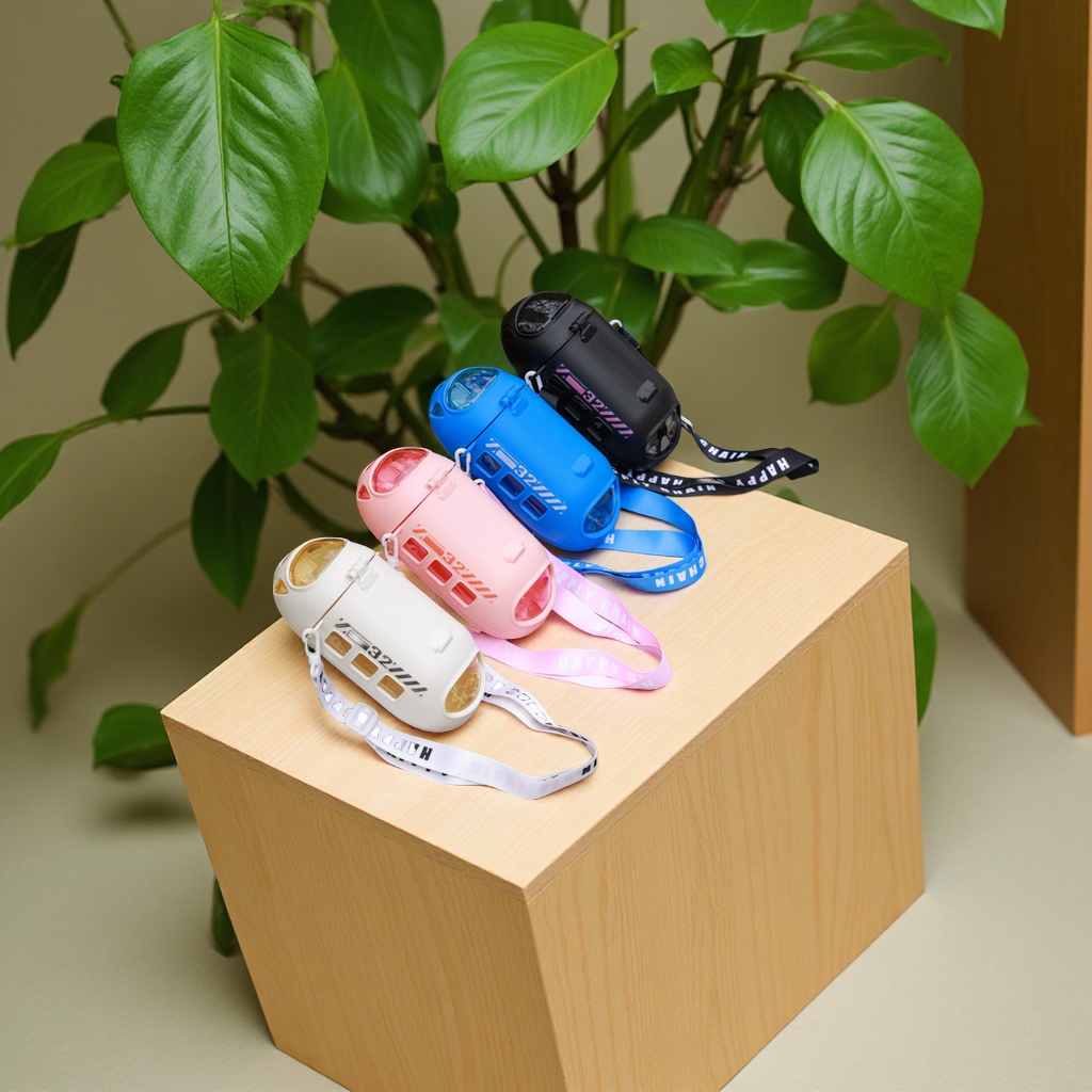 宝宝巴士2025款塑料水杯小汽车手提背带幼儿园学生户外夏天便携杯子