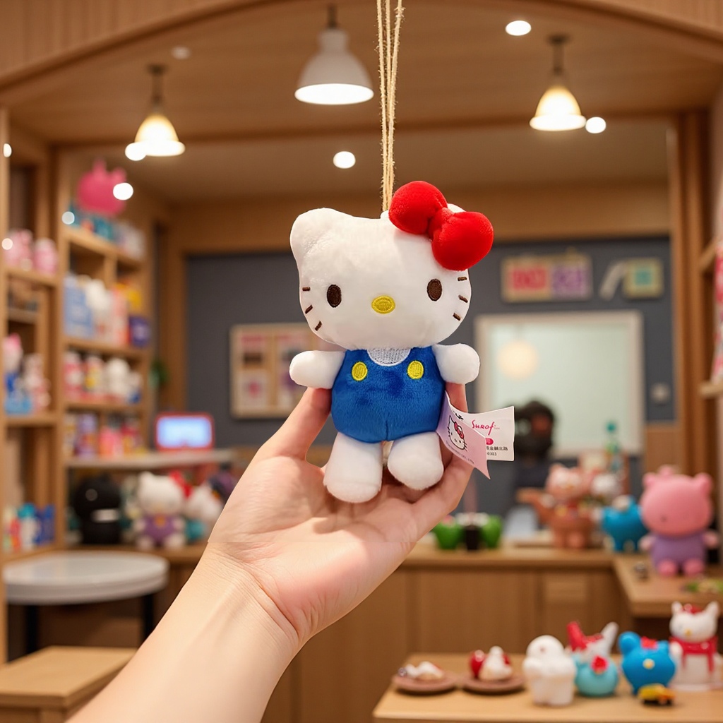 三丽鸥正版hellokitty毛绒挂件钥匙扣可爱kt猫玩偶书包装饰挂饰成品