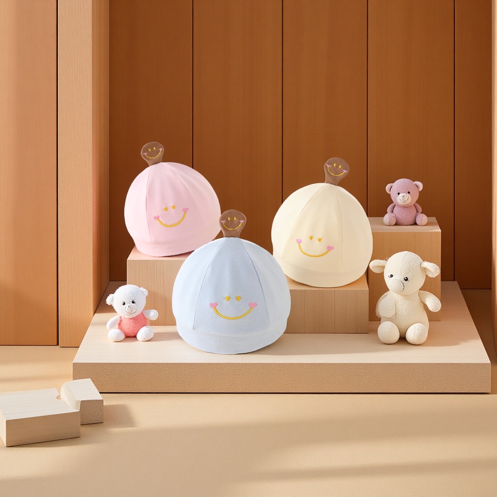 新款春秋季婴幼儿立体棉帽宝宝卡通可爱男女新生儿小胎帽儿童帽子