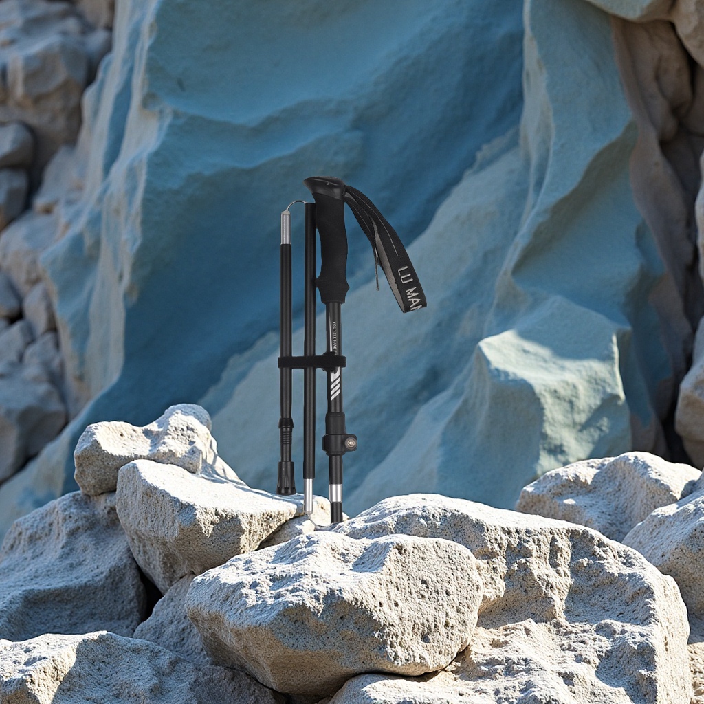 工厂直销户外登山杖折叠手杖爬山装备拐棍跨境批发多功能登山用品白底实物图