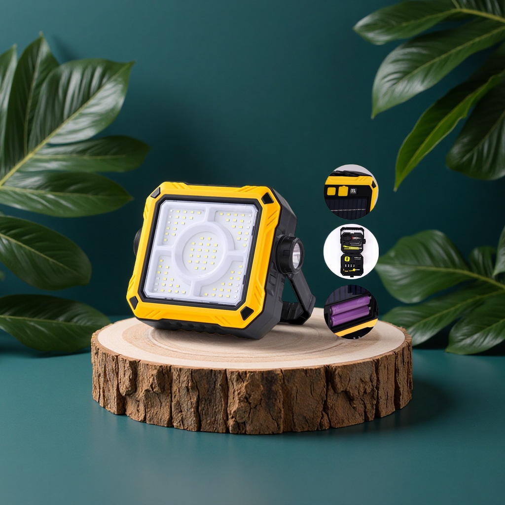 led太阳能手电筒强光爆亮户外充电便携多功能手提探照灯cob工作灯提灯