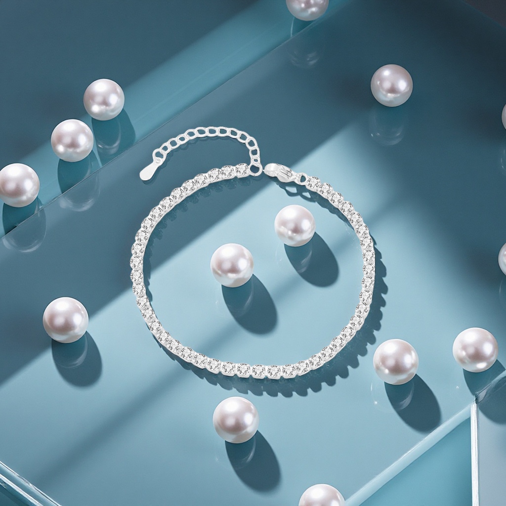 s925 sterling silver versatile Sparkling Zircon bead bracelet, elegant, unique, simple and fashionable jewelry accessory for women Item Picture