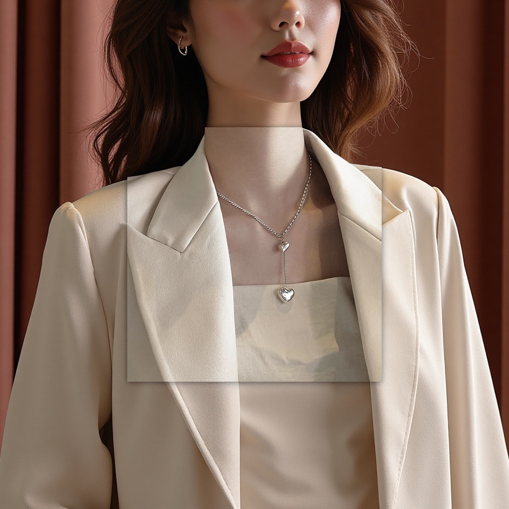 Dongdaemun s925 sterling silver heart-shaped necklace for women, light luxury, retro and simple collarbone chain, elegant and fashionable jewelry