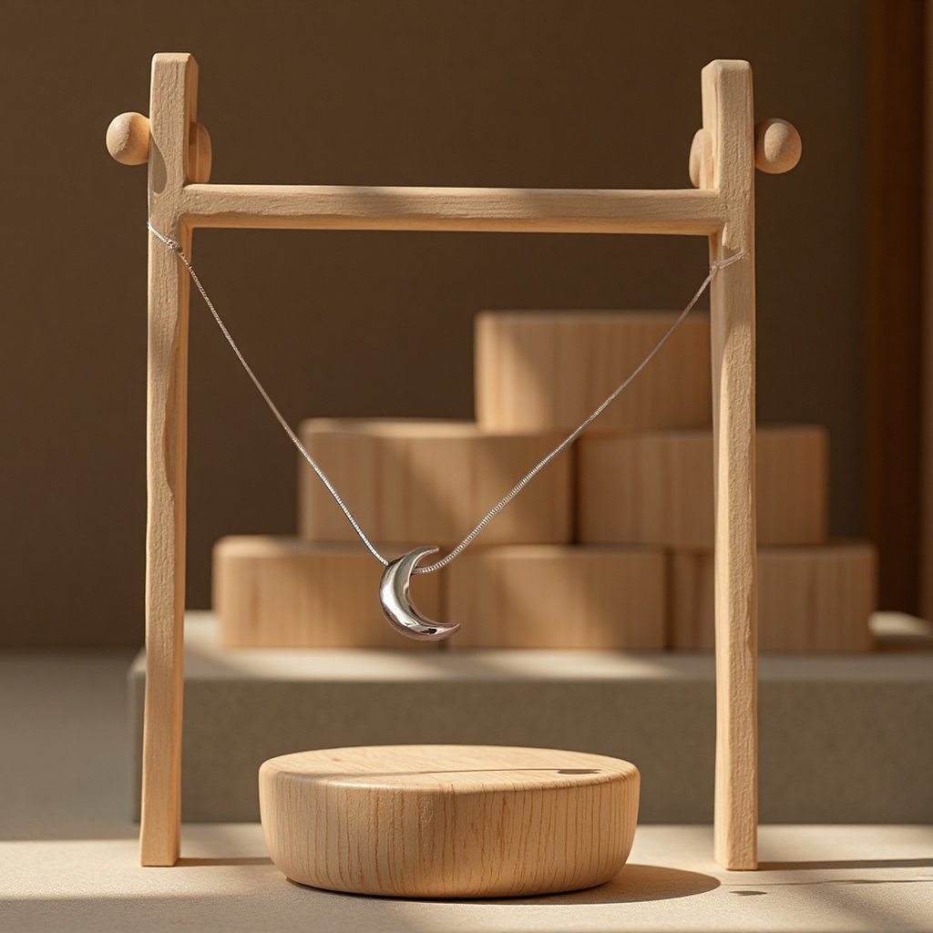 Simple and smooth moon S925 sterling silver necklace for women, a cold style in Instagram, versatile Japanese and Korean collarbone chain, trendy jewelry