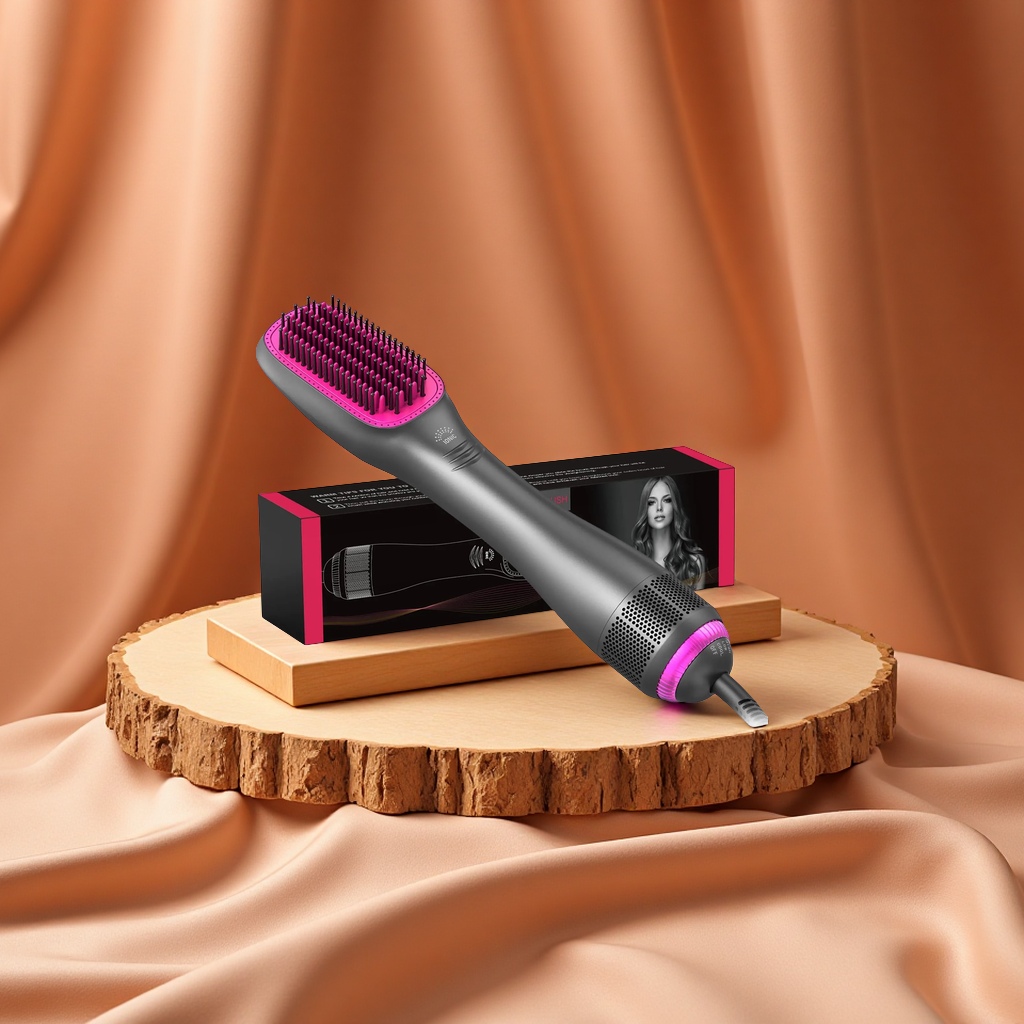 新款现货三合一热风梳电吹风梳烫发器快速卷发棒直发梳电动美发工具