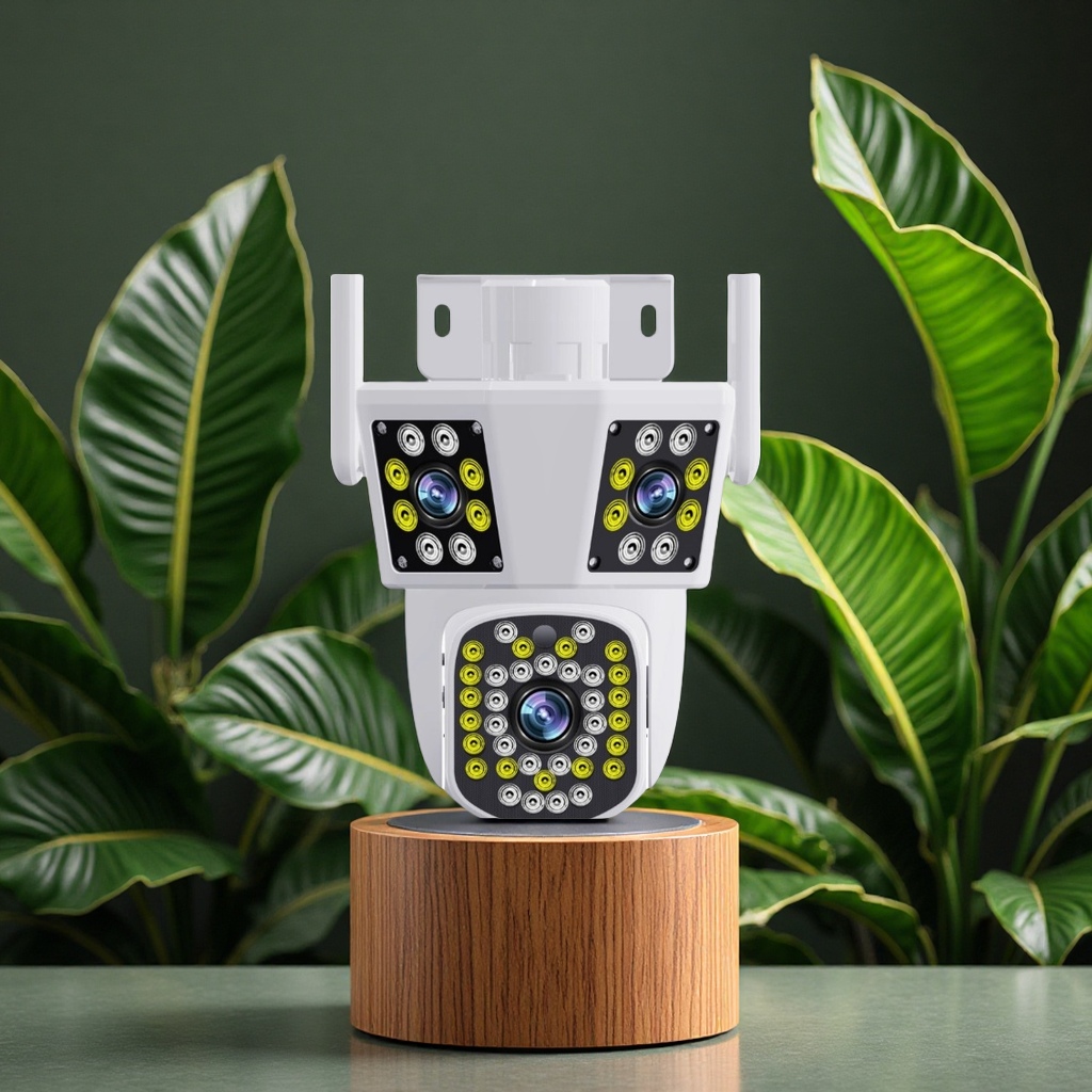 Three-lens, three-screen ultra-wide-angle splicing gun and ball linkage wireless monitoring outdoor waterproof ball camera high-definition camera Item Picture