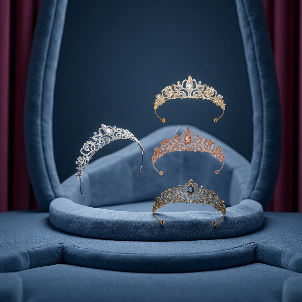 新款韩式满钻银色半圆皇冠新娘结婚头饰摄影跟妆盘发造型王冠饰品