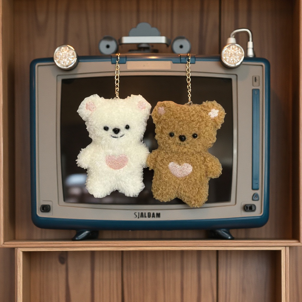 卡通磁吸抱抱熊钥匙扣送男友女友礼物吱吱叫包包挂件毛绒玩偶贴贴熊可爱娃娃