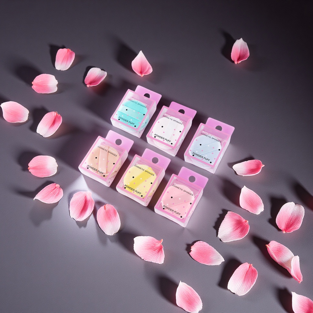 迷你美妆圆型短毛气垫粉扑定妆海绵带收纳盒美妆蛋独立包装定制粉扑美妆工具