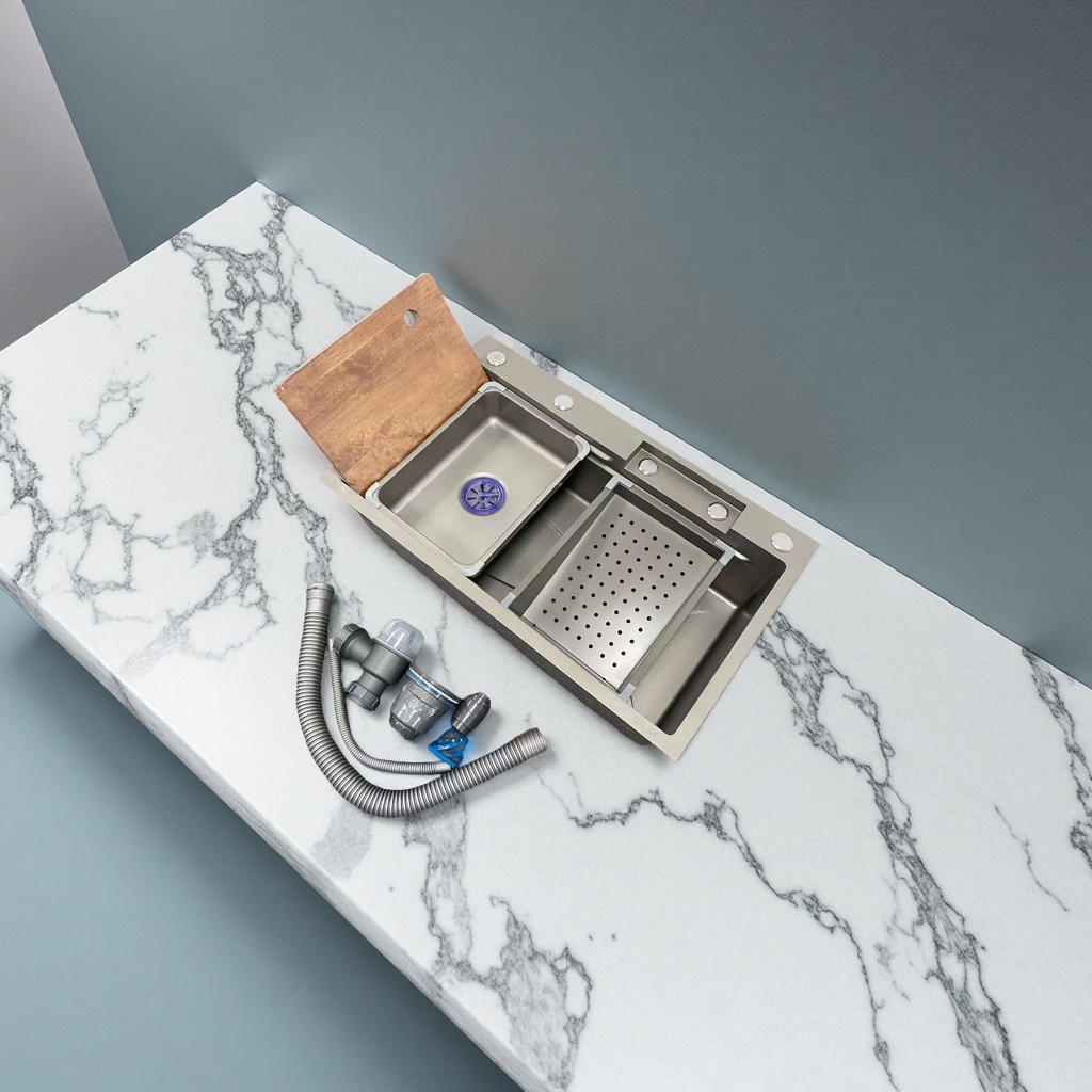 不锈钢厨房水槽中东款不锈钢台面水池厨房用品耐用易清洁多功能家用