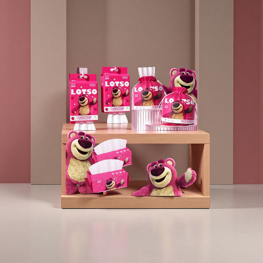 草莓熊悬挂式抽取洗脸巾美容院批发一次性清洁化妆棉棉签大批量供应