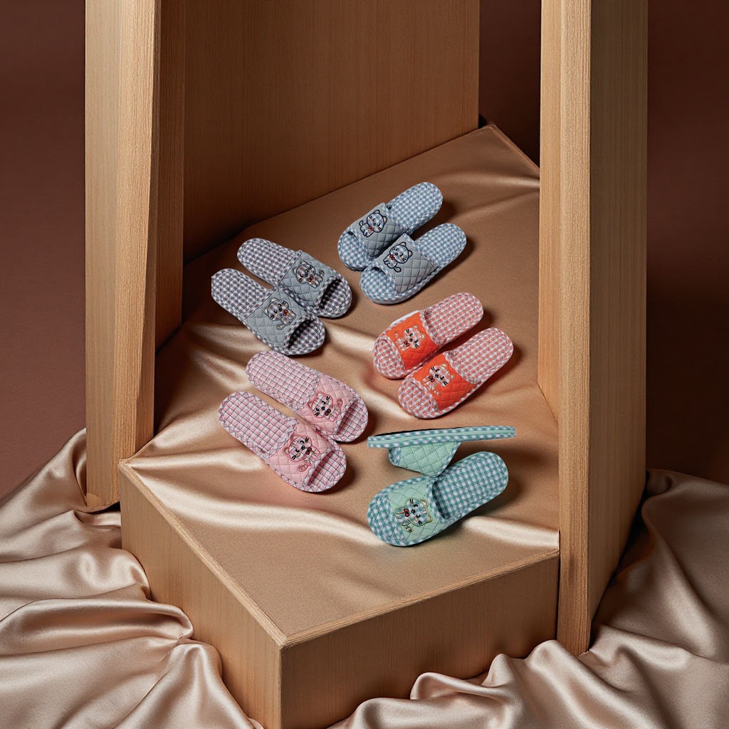 布艺拖鞋实物图