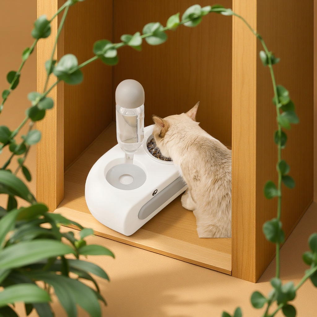 New Little Yellow Duck ceramic pet cat bowl anti-tipping automatic feeder, wholesale of cat food utensils, pet supplies details Picture