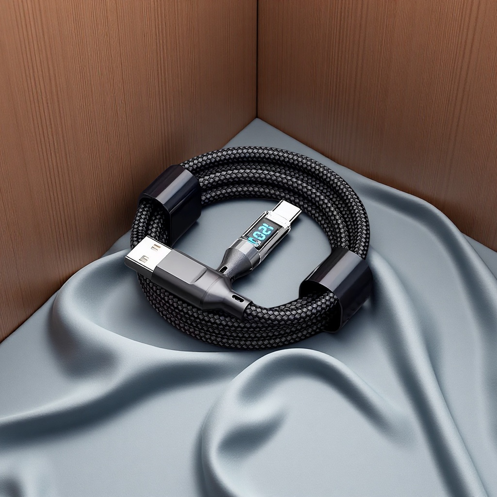 The 120W smart digital display Type-C fast charging data cable is suitable for charging and transmission of iPhone 15, Huawei, Xiaomi and Honor phones, and is highly efficient and durable details Picture