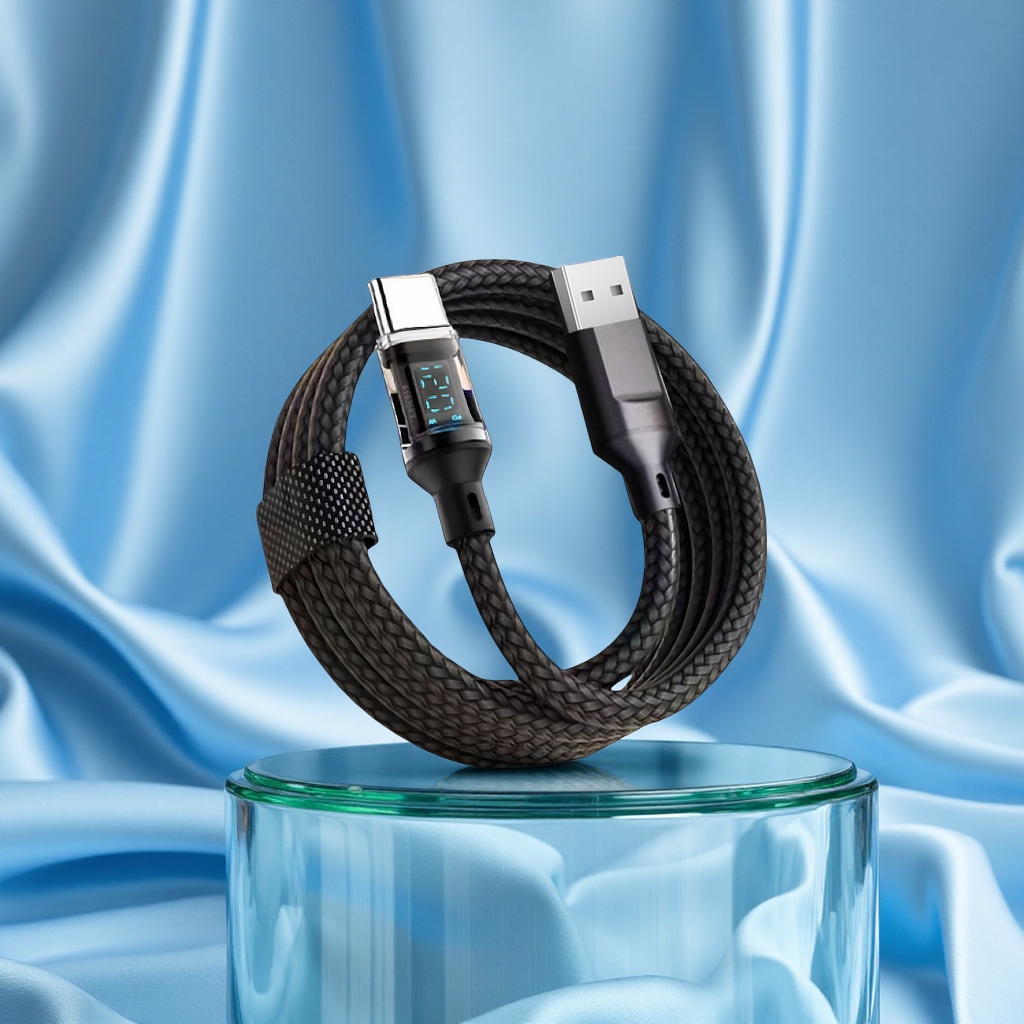 The 120W smart digital display Type-C fast charging data cable is suitable for charging and transmission of iPhone 15, Huawei, Xiaomi and Honor phones, and is highly efficient and durable Item Picture