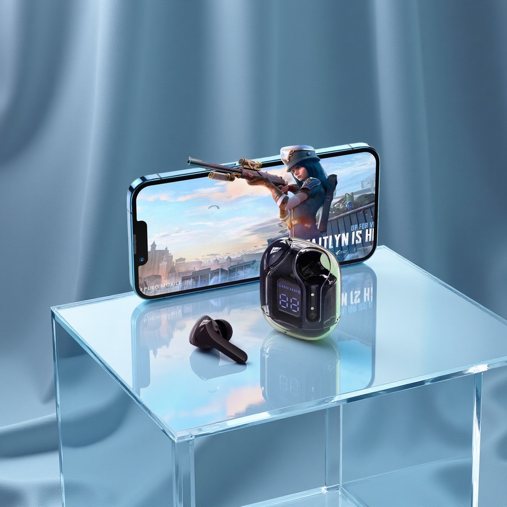 The HK3 digital display TWS wireless transparent in-ear stereo Bluetooth headphones feature an ultra-long battery life and support for fast charging. This is a new portable headset details Picture