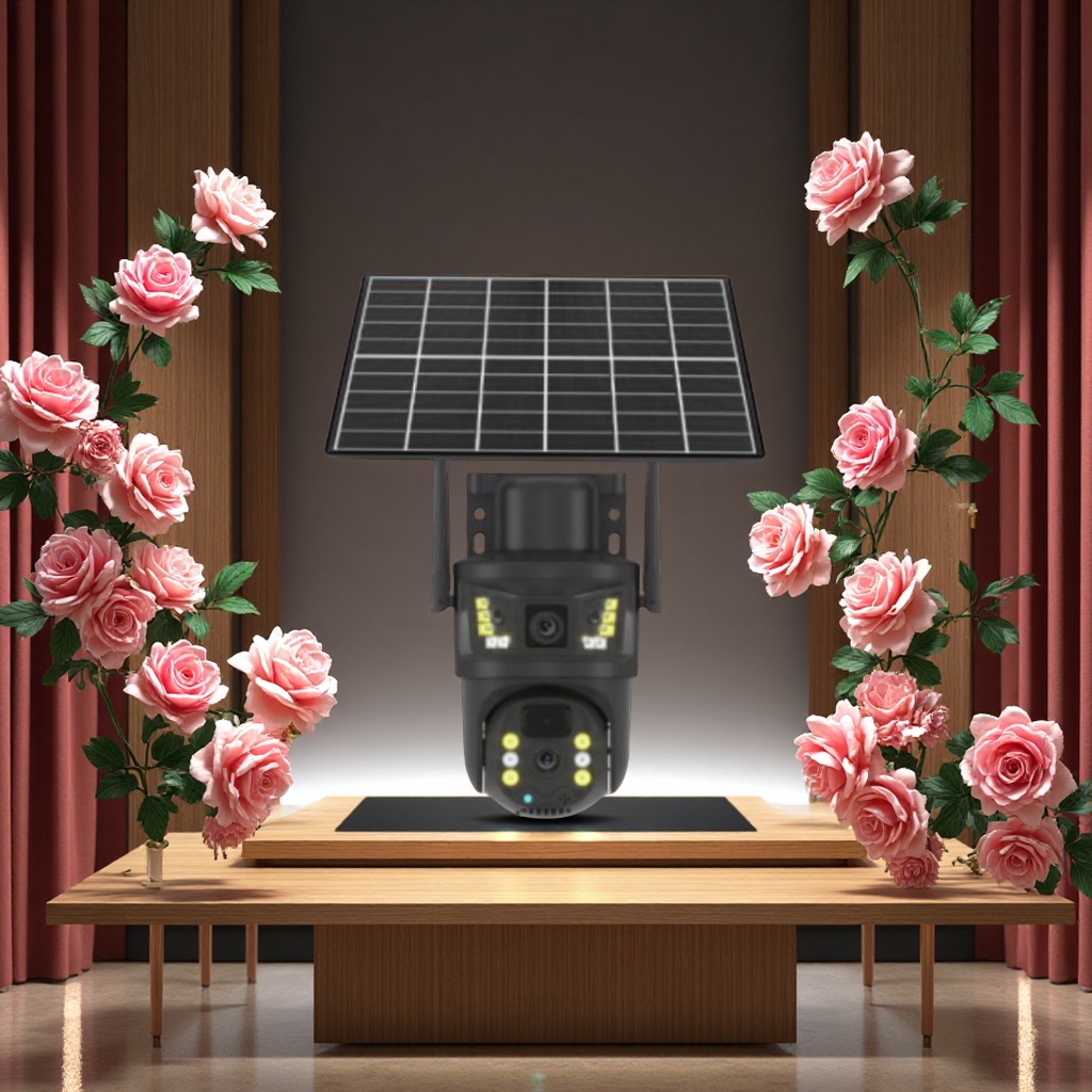 High-definition solar-powered dual-lens camera outdoor monitoring wireless waterproof night vision security equipment monitor outdoor solar monitoring solar panel camera monitor pic 1