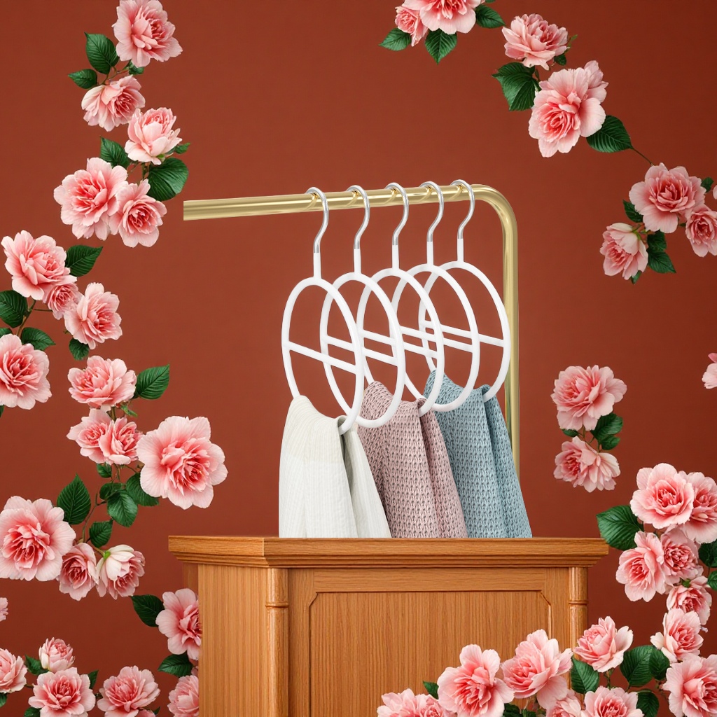 多功能白色围巾架丝巾圈挂架简约时尚收纳架衣帽架家用装饰用品