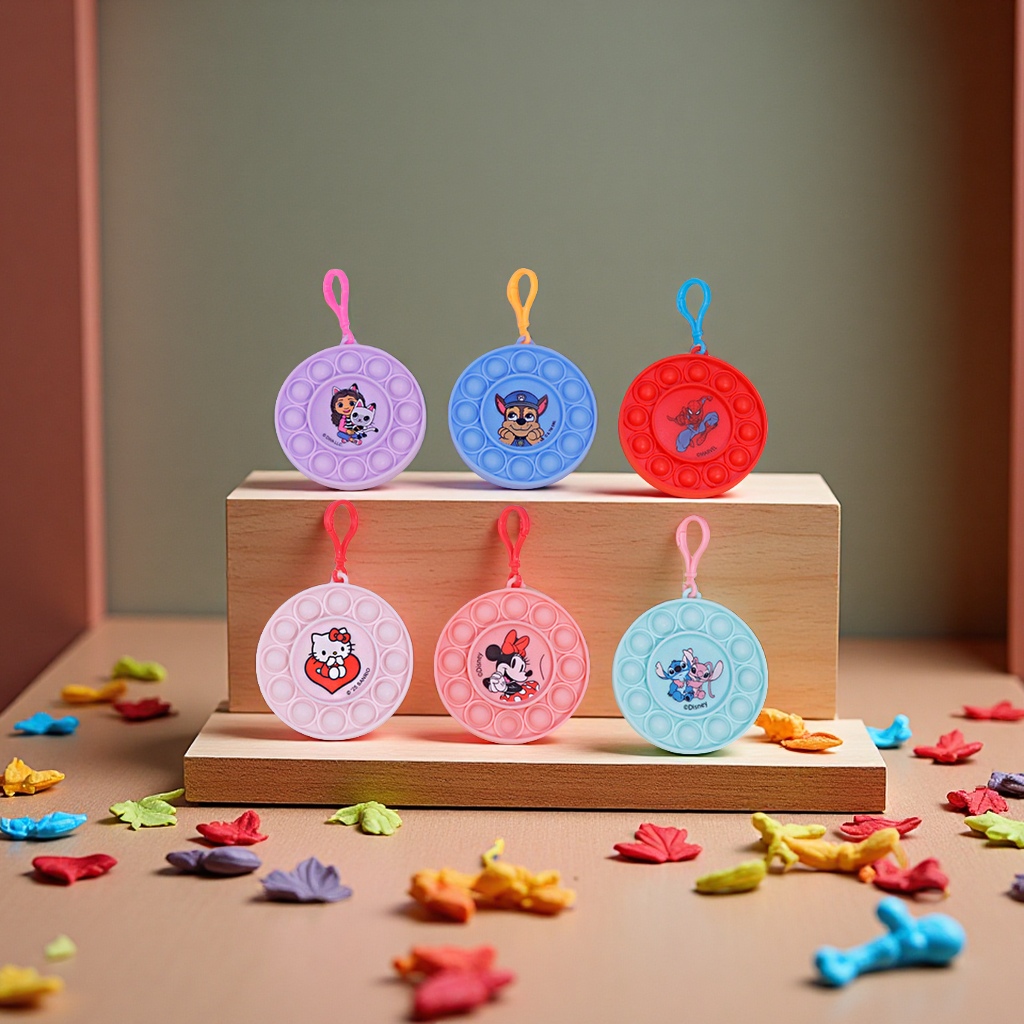 The new cartoon educational children's bubble press toy with customizable logo silicone round pressure-relieving science and education toy