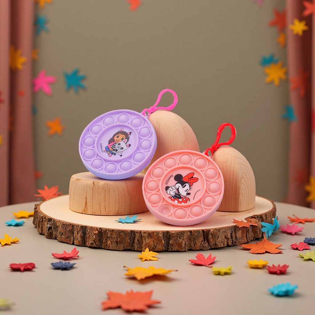 The new cartoon educational children's bubble press toy with customizable logo silicone round pressure-relieving science and education toy details Picture