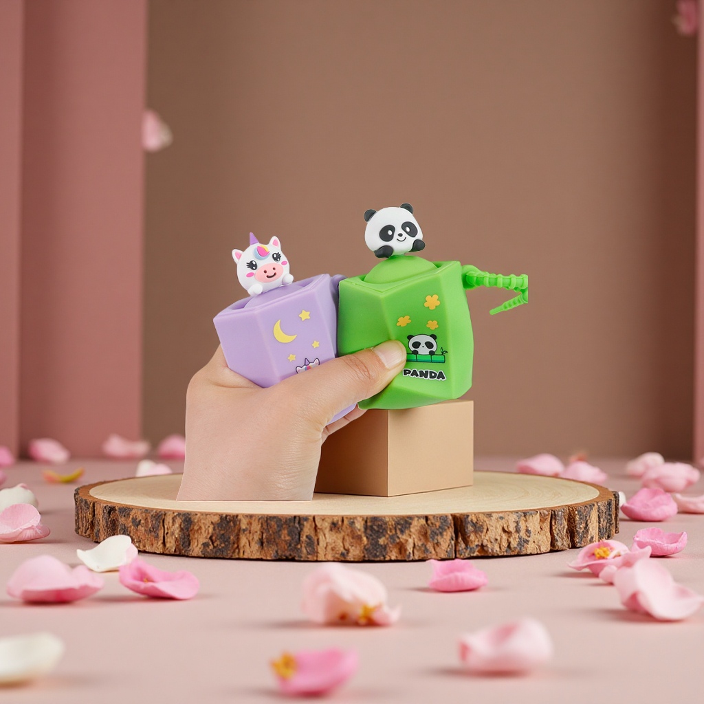 Cartoon cute unicorn silicone keychain, creative stress-relieving kneading fun pendant, educational toy, children's gift details Picture