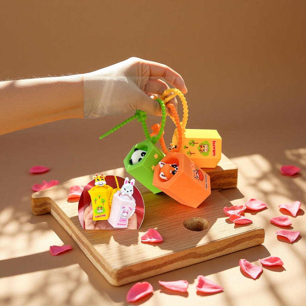 Cartoon cute unicorn silicone keychain, creative stress-relieving kneading fun pendant, educational toy, children's gift Application Scenario