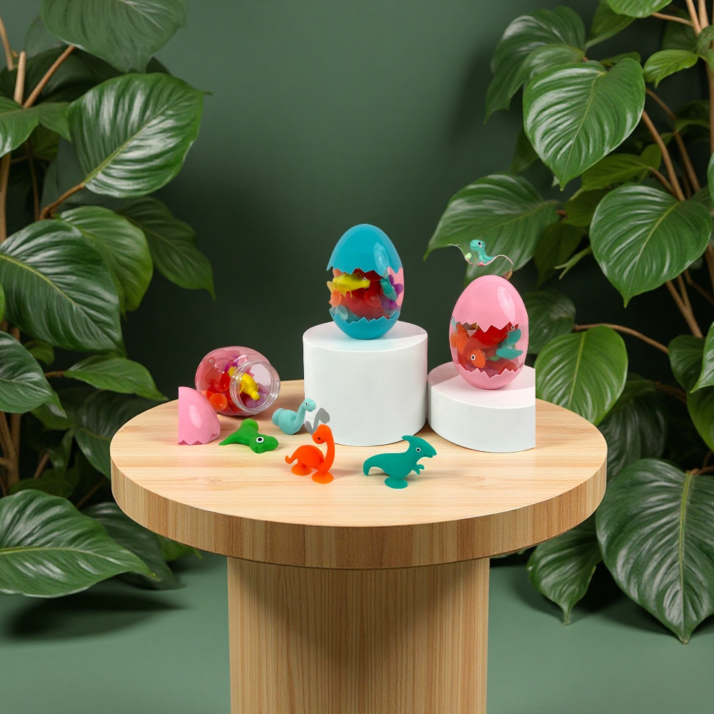 New dinosaur set simulation little dinosaur food-grade silicone teething stick pressure-relieving suction cup toy pressure-relieving toy