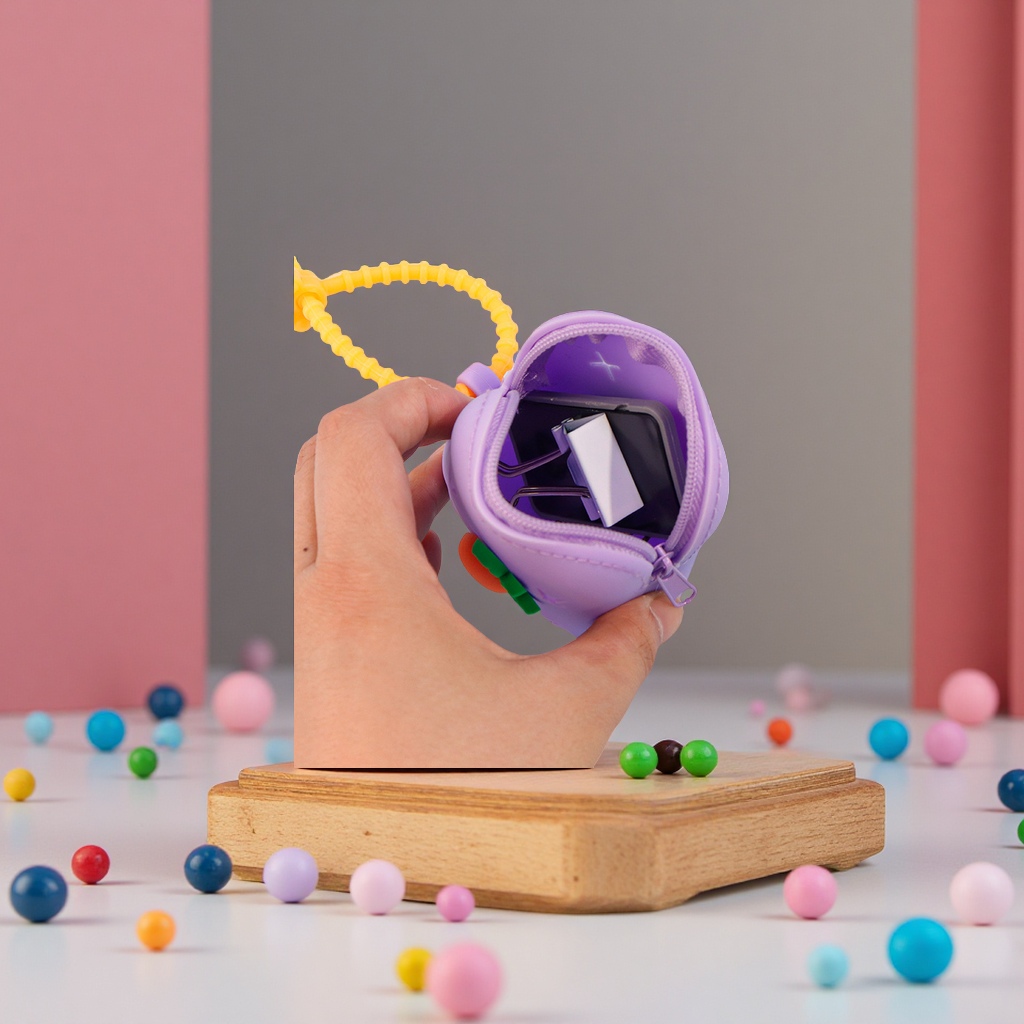 Silicone mini children's hole coin purse, cute small square bag, headphones, data cable storage case, wholesale coin case details Picture