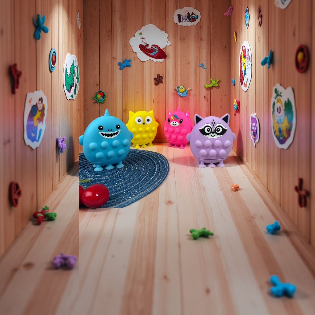 New 3D cartoon silicone suction cup stress-relieving ball, children's stress-relieving toy bubble Fun toy, Rat Killer Pioneer