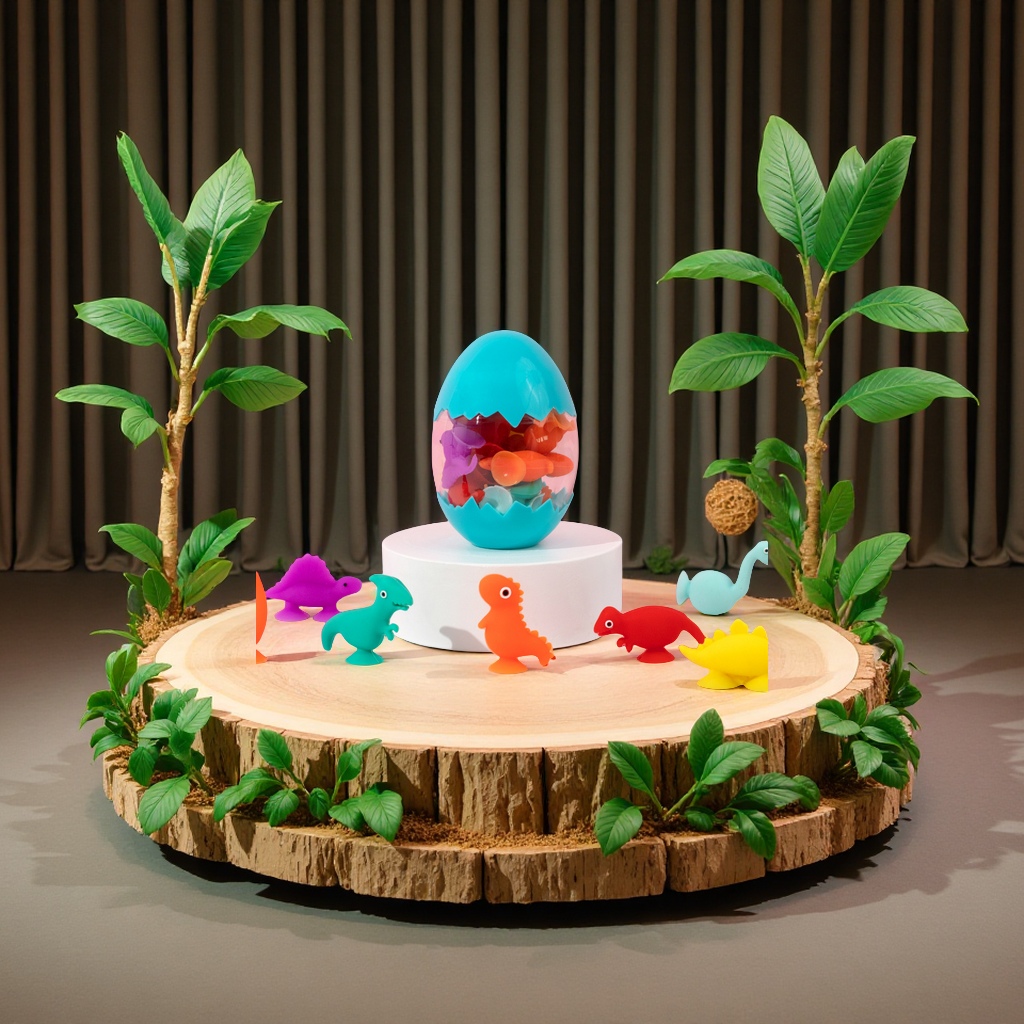 New dinosaur set simulation little dinosaur food-grade silicone teething stick pressure-relieving suction cup toy pressure-relieving toy Specification image