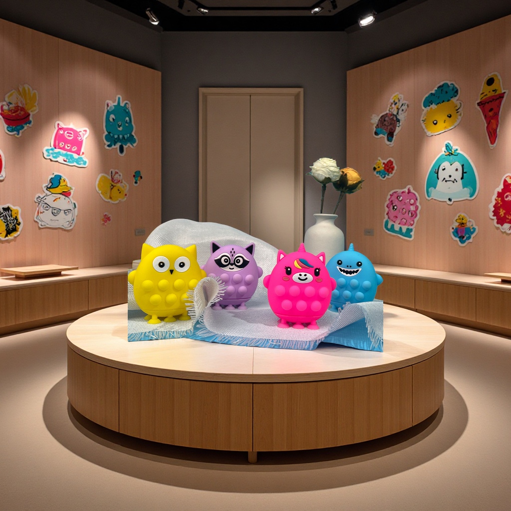 New 3D cartoon silicone suction cup stress-relieving ball, children's stress-relieving toy bubble Fun toy, Rat Killer Pioneer details Picture