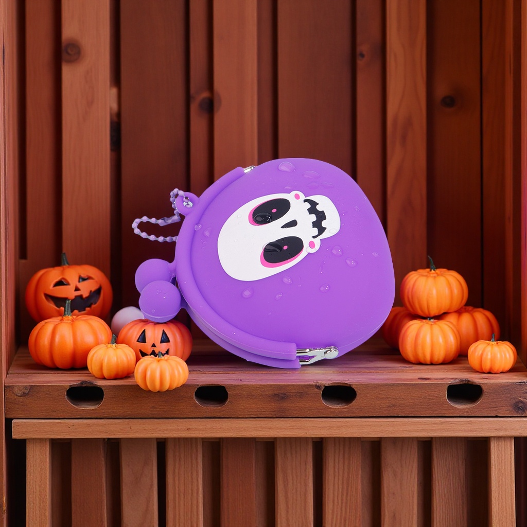 Halloween series Cute cartoon silicone coin purse, waterproof mini children's earphone case, crossbody bag, bag and waist bag in stock Specification image