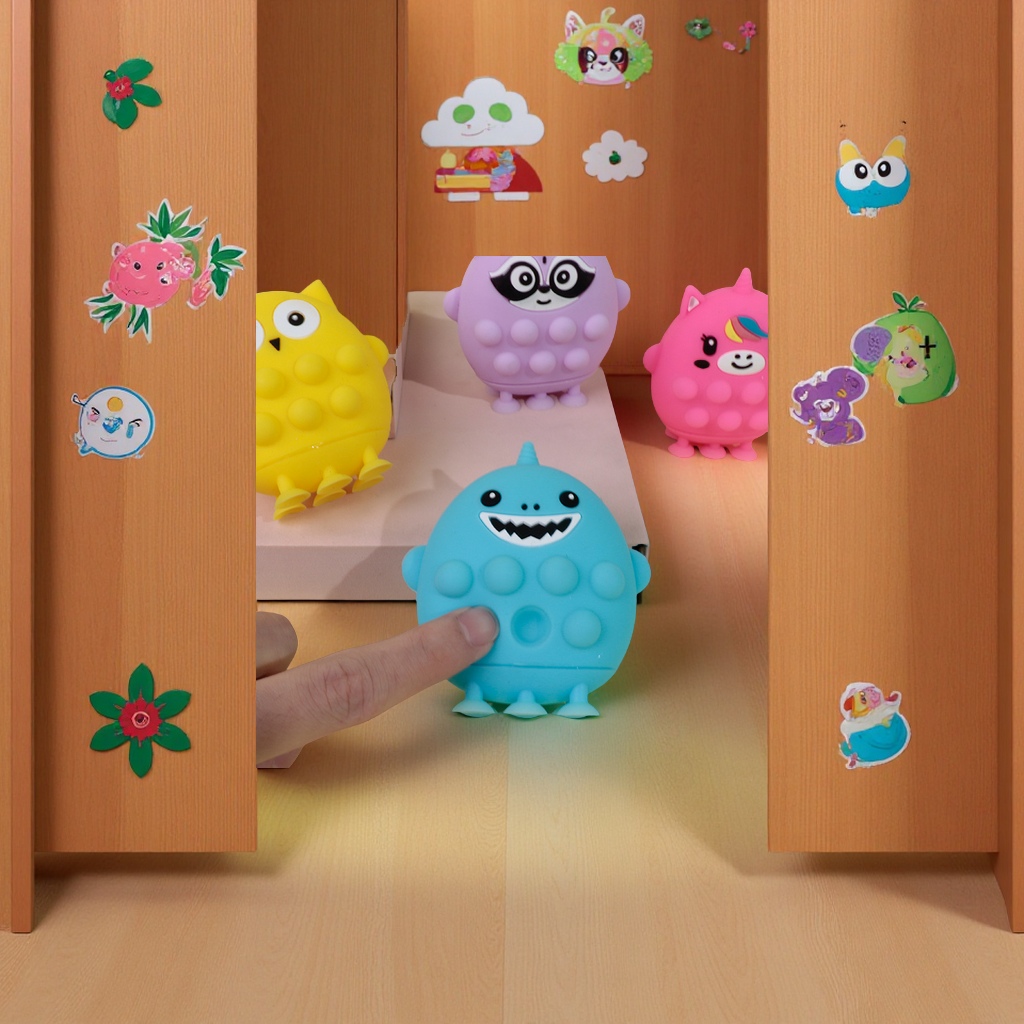 New 3D cartoon silicone suction cup stress-relieving ball, children's stress-relieving toy bubble Fun toy, Rat Killer Pioneer Specification image