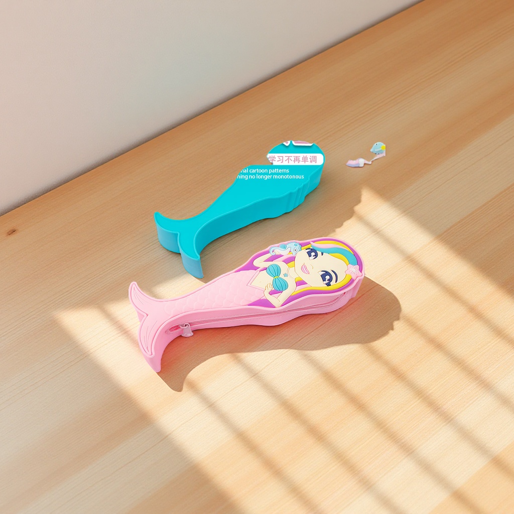 Creative silicone mermaid pen case, three-dimensional large-capacity children's stationery box, cute gift, student supplies Specification image