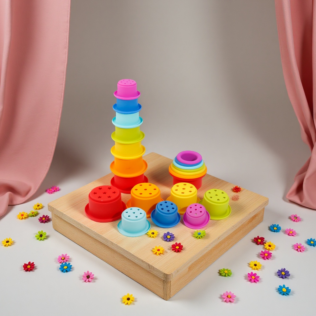 儿童硅胶益智叠叠乐食品级婴幼儿互动玩具跨境批发多款可选