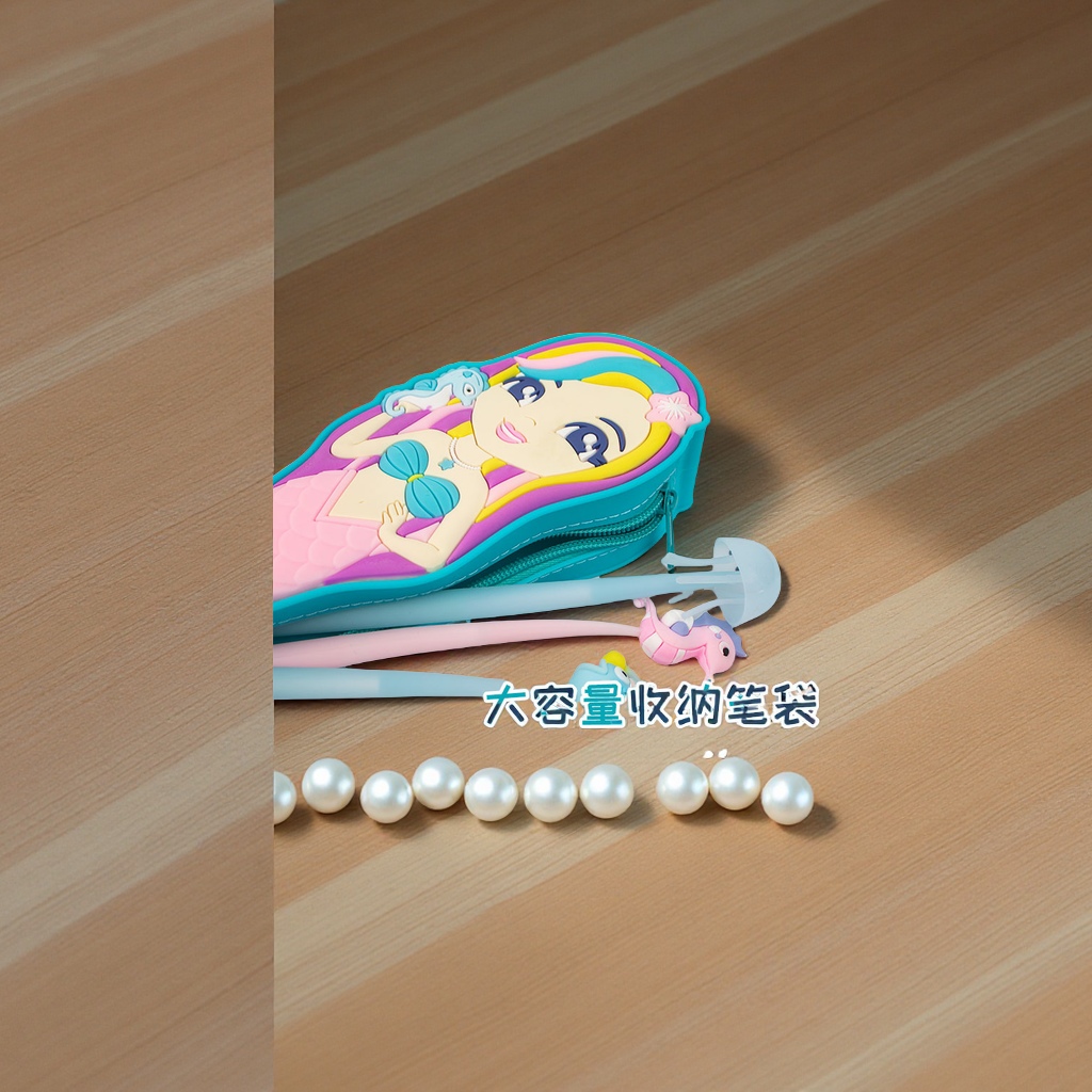 Creative silicone mermaid pen case, three-dimensional large-capacity children's stationery box, cute gift, student supplies Application Scenario
