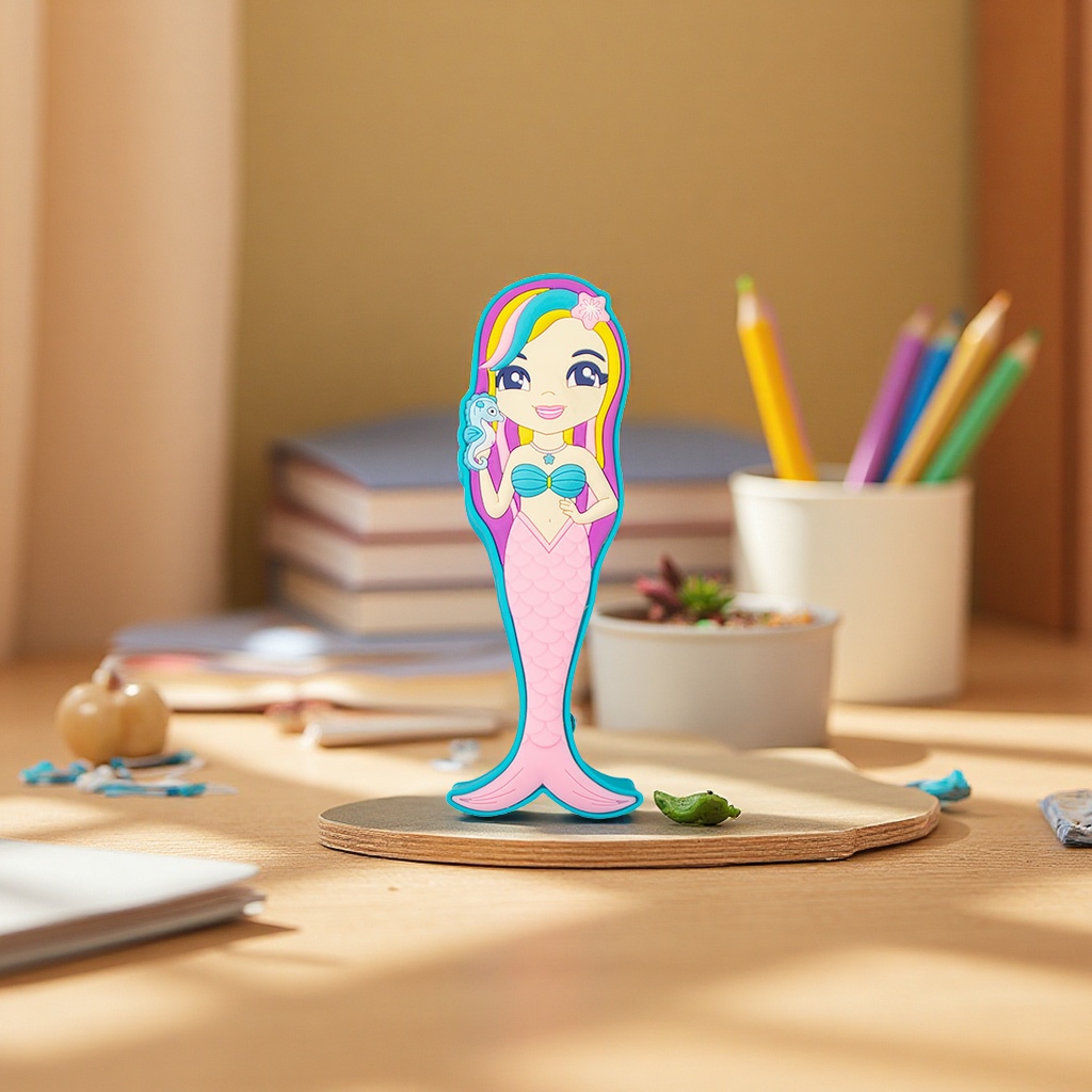 Creative silicone mermaid pen case, three-dimensional large-capacity children's stationery box, cute gift, student supplies Item Picture