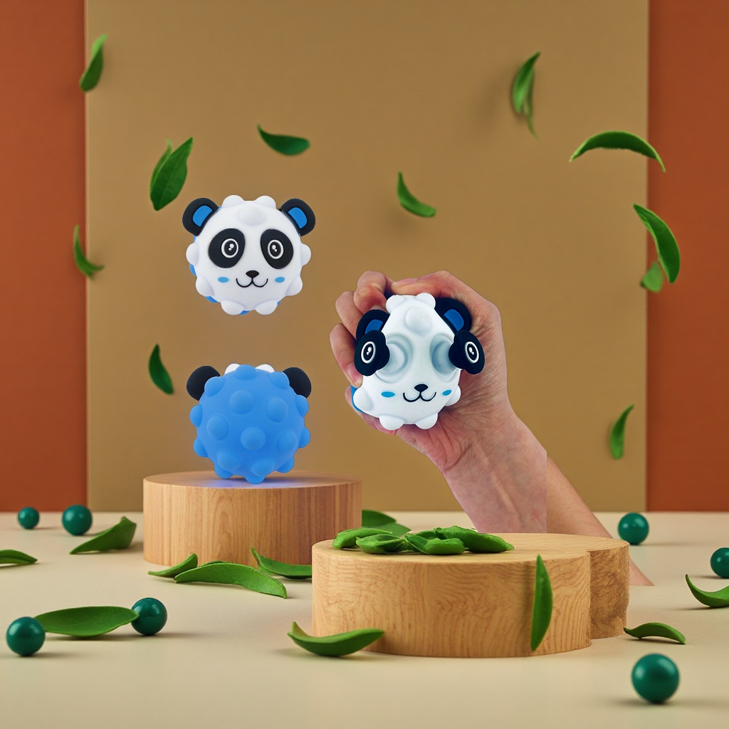 New 3D venting and stress-relieving silicone bubble balls, panda mouse-killing balls, children's educational toys, custom molded science and education toys