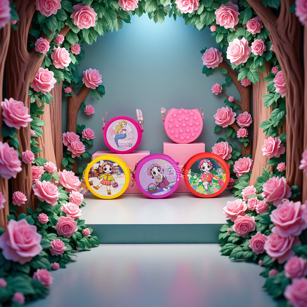 安徒生童话系列硅胶儿童包美人鱼斜挎收纳玩具包包批发