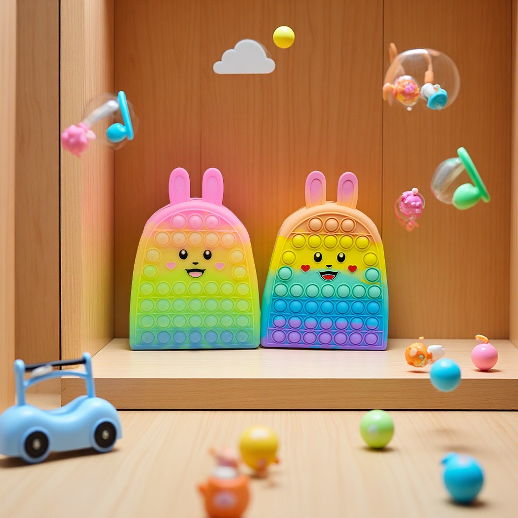 Rat Extermination Pioneer Silicone Backpack, Little Rabbit Schoolbag, Middle school students' stress-relieving Bubble Fun Backpack, waterproof and dirt-resistant educational toys Specification image